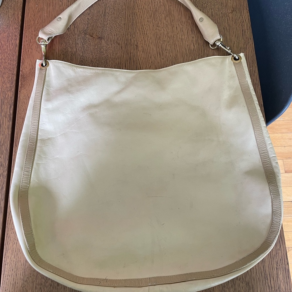 Vintage hobo bag cream and beige all leather Mark Rudolf concepts in leather